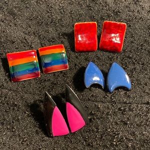 BUNDLE: 4 PR 80's Decade Vintage Clip Earrings